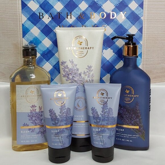 BATH & BODY WORKS 'LAVENDER+VANILLA' AROMATHERAPY 'SLEEP' 5-PIECE GIFT SET
